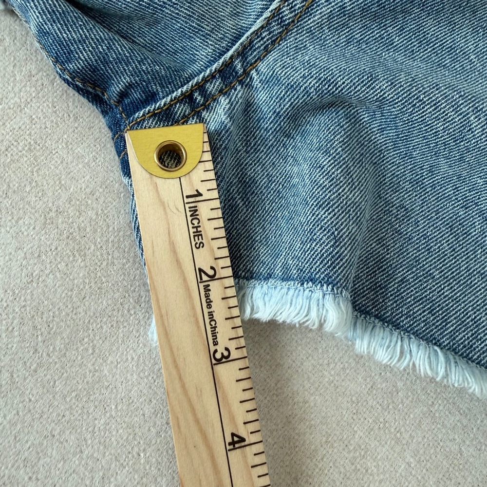 EVERY High Waisted Denim Shorts Button Fly Raw Frayed Hem Festival Indie 28 - Picture 4 of 11